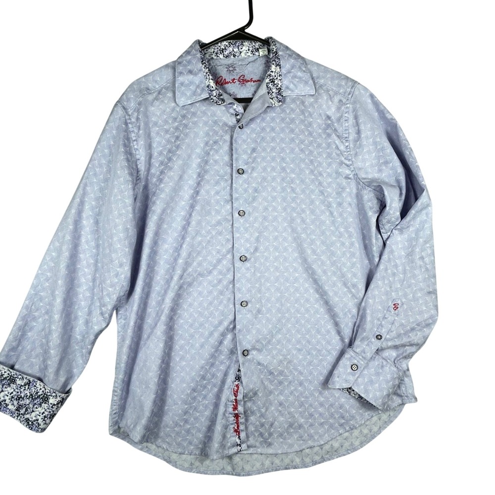 Robert Graham Mens Large Button Up Shirt Patterned Long Sleeve Casual flip cuff - Picture 1 of 11